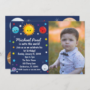 Kawaii Solar System außerhalb dieser Welt Geburtst Einladung