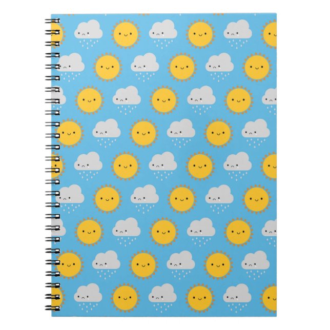 Kawaii Sonne & Regen Notizblock (Vorderseite)