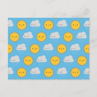 Kawaii Sonne & Regen Postkarte