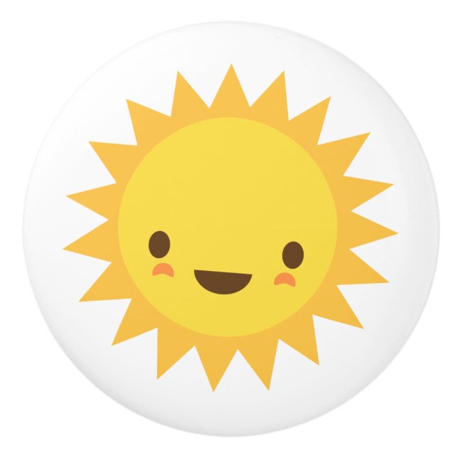 Kawaii Sonne-Türgriff - niedlicher Entwurf für Keramikknauf (Vorderseite)