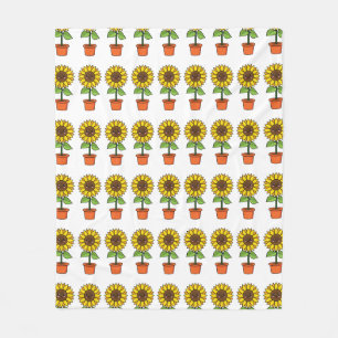 Kawaii Sonnenblume Pflanze in einem Topf Fleecedecke
