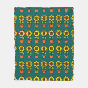 Kawaii Sonnenblume Pflanze in einem Topf Fleecedecke