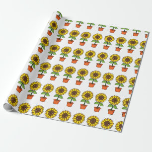 Kawaii Sonnenblume Pflanze in einem Topf Geschenkpapier