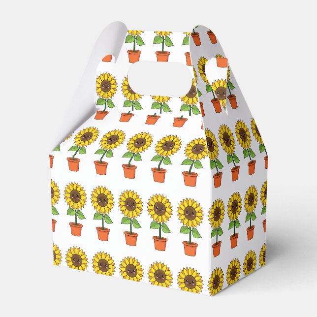 Kawaii Sonnenblume Pflanze in einem Topf Geschenkschachtel (Vorderseite)