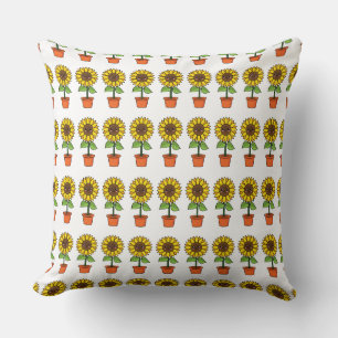 Kawaii Sonnenblume Pflanze in einem Topf Kissen