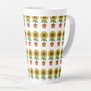 Kawaii Sonnenblume Pflanze in einem Topf Milchtasse