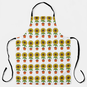Kawaii Sonnenblume Pflanze in einem Topf Schürze