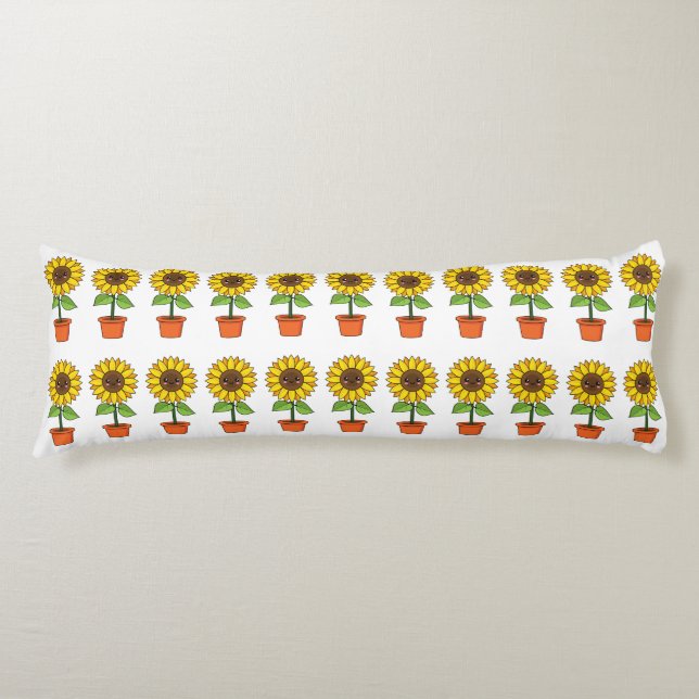 Kawaii Sonnenblume Pflanze in einem Topf Seitenschläferkissen (Vorderseite)