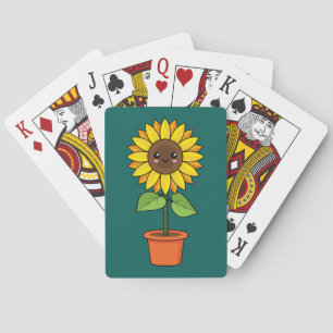 Kawaii Sonnenblume Pflanze in einem Topf Spielkarten