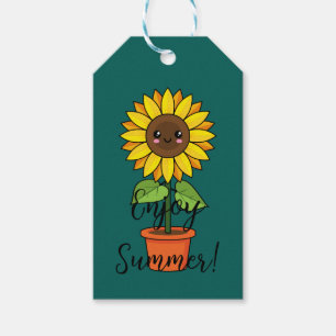 Kawaii Sonnenblume Pflanze in einem Topf Text hi Geschenkanhänger