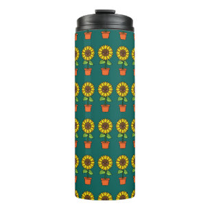 Kawaii Sonnenblume Pflanze in einem Topf Thermosbecher
