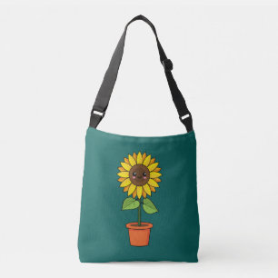 Kawaii Sonnenblume Pflanze in einem Topf Tragetaschen Mit Langen Trägern