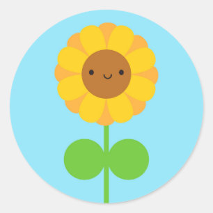 Kawaii Sonnenblume Runder Aufkleber