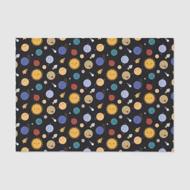 Kawaii Sonnensystem Seidenpapier (Vorderseite)