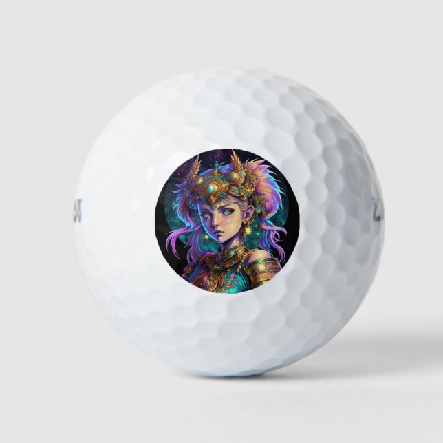 Kawaii Space Warrior Girl Golfball (Vorderseite)