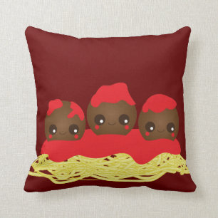 Kawaii Spaghetti-u. Fleischklöschen-Wurfs-Kissen Kissen