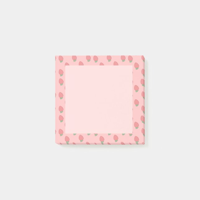 Kawaii Spanisch Rosa Erdbeeren Post-it Klebezettel (Vorderseite)