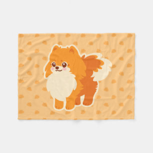 Kawaii Spitz-Cartoon-Hund Fleecedecke