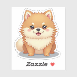 Kawaii-Spitz, charmantes Bow-Wow, klein Aufkleber