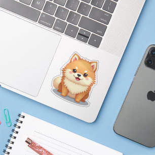 Kawaii-Spitz, charmantes Bow-Wow, klein Aufkleber