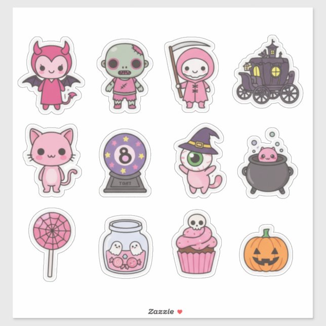 Kawaii Spooky Carriage Sticker Pack (Blatt)