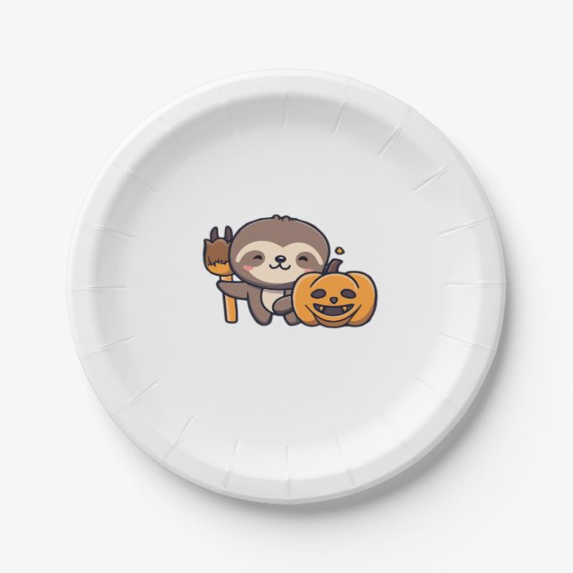 kawaii spooky sloth Klassischer T - Shirt Pappteller (Vorderseite)