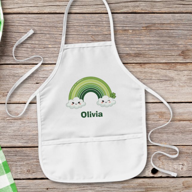 Kawaii St. Patrick's Day Grüne Regenbogen Kinderschürze (Von Creator hochgeladen)