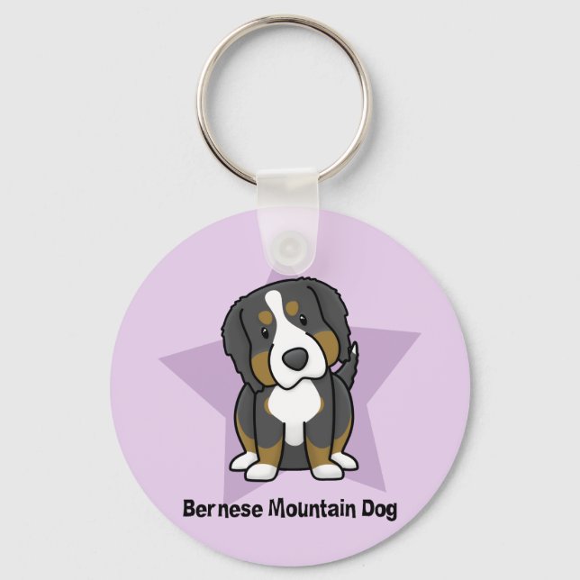 Kawaii Star Bernese Mountain Dog Schlüsselanhänger (Vorderseite)