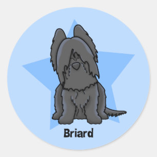Kawaii Star Black Briard Runder Aufkleber