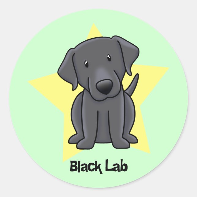 Kawaii Star Black Lab Runder Aufkleber (Vorderseite)