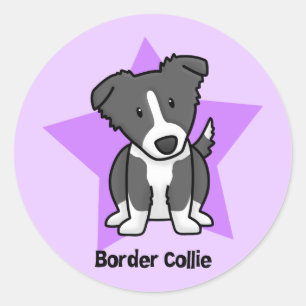 Kawaii Star Border Collie Runder Aufkleber