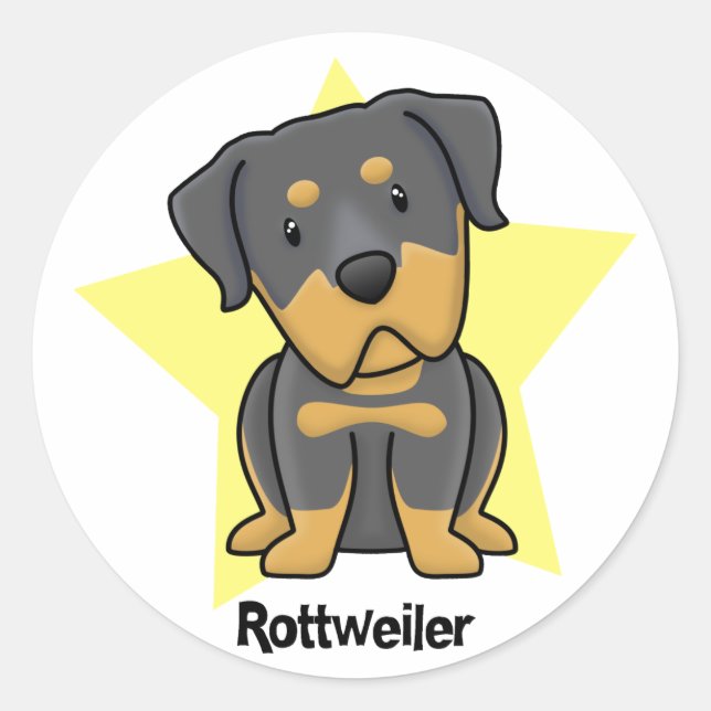 Kawaii Star Rottweiler Runder Aufkleber (Vorderseite)