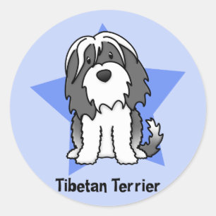 Kawaii Star Tibetan Terrier Runder Aufkleber