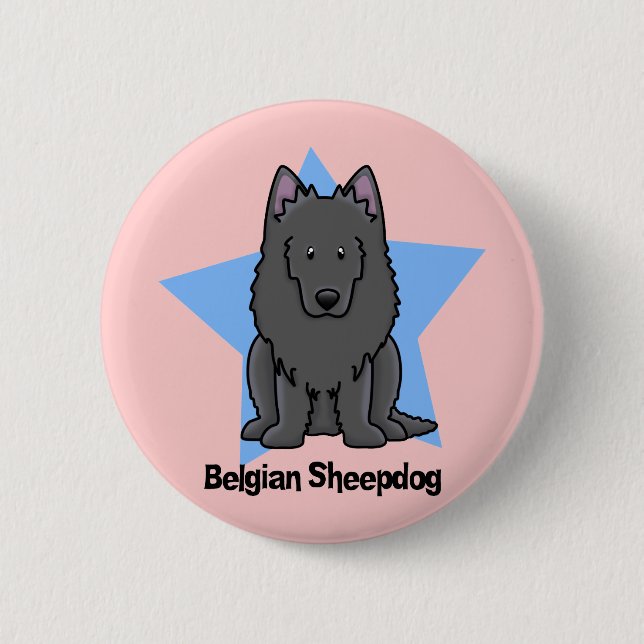 Kawaii Stern-Belgier-Schäferhund Button (Vorderseite)