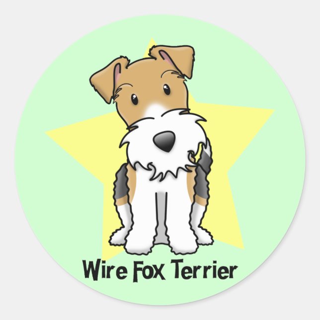 Kawaii Stern-Draht-Foxterrier Runder Aufkleber (Vorderseite)