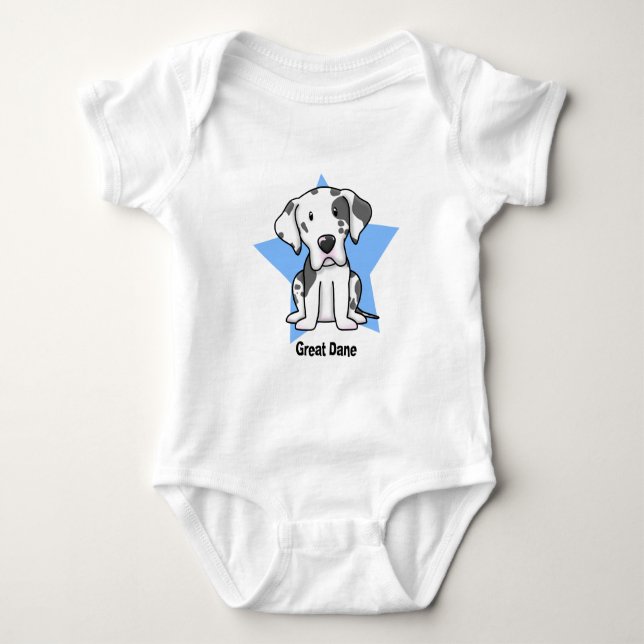 Kawaii Stern-Harlekin-großer Däne-Baby-Strampler Baby Strampler (Vorderseite)