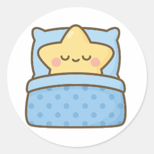 Kawaii Stern im Bett – Transparenter Aufkleber