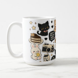 Kawaii-Sticker-Tasse – Hübsche positive Vibes-Hüll Kaffeetasse