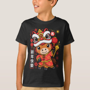 Kawaii-Stil Jahr des Pferdes 2026 Chinesisches Neu T-Shirt