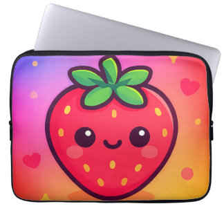 Käwaii Strawberry auf Pastel Gradient Backg lächel Laptopschutzhülle