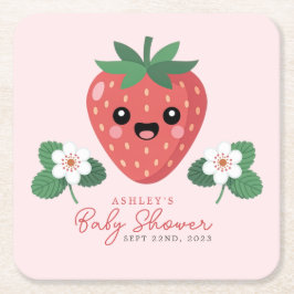 Kawaii Strawberry Baby Shower Rechteckiger Pappuntersetzer