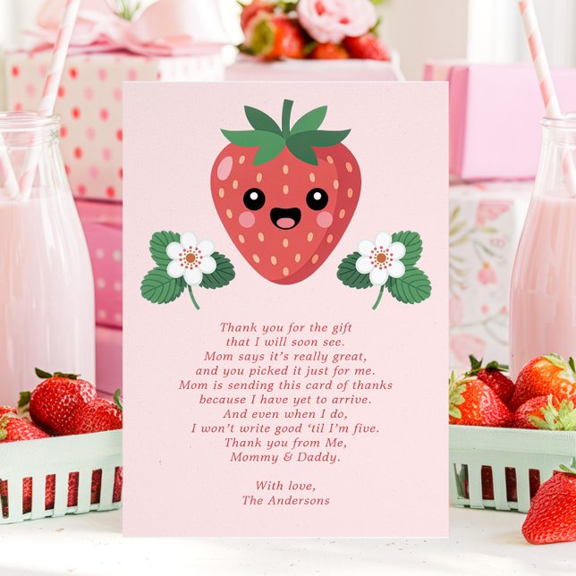 Kawaii Strawberry Baby Shower Thank You Card Dankeskarte (Von Creator hochgeladen)