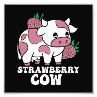 Kawaii Strawberry Cow Crazy Cow Lady Farm Animal