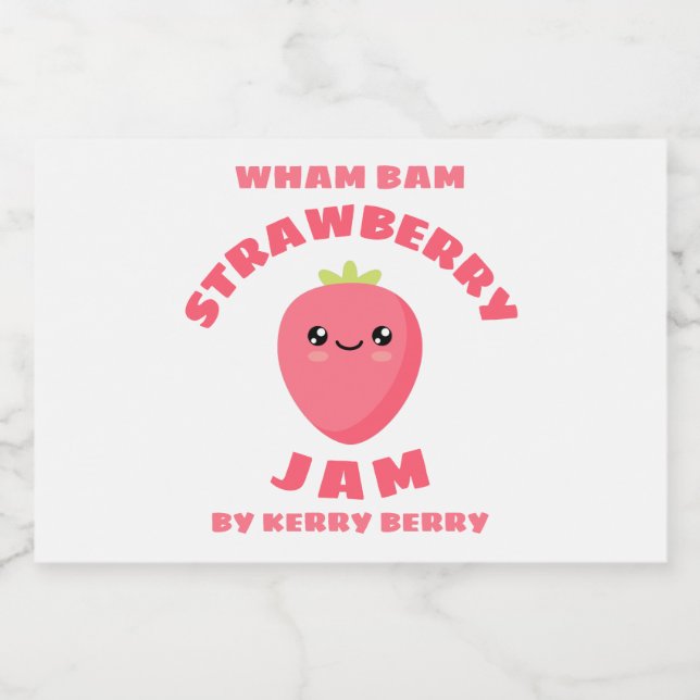 Kawaii Strawberry Jam Lebensmitteletikett (Einzelnes Label)