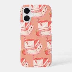 Kawaii Strawberry Milk Carton - Cute Aesthetic Art iPhone 16 Hülle