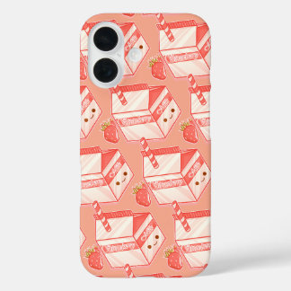 Kawaii Strawberry Milk Carton - Cute Aesthetic Art iPhone 16 Hülle