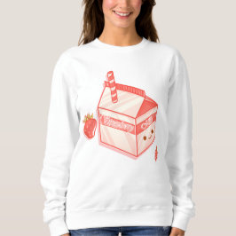 Kawaii Strawberry Milk Carton - Cute Aesthetic Art Sweatshirt