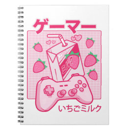 Kawaii Strawberry Milk Shirt Funny Milk Notizblock