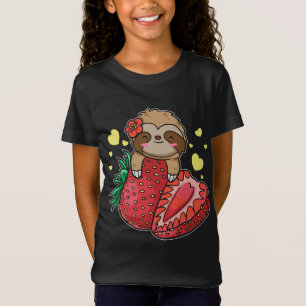 Kawaii Strawberry Sloth Lover Fruit Niedlich Straw T-Shirt