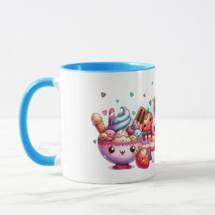 Kawaii Strawberry Süßigkeiten und Ice Cream Friend Tasse